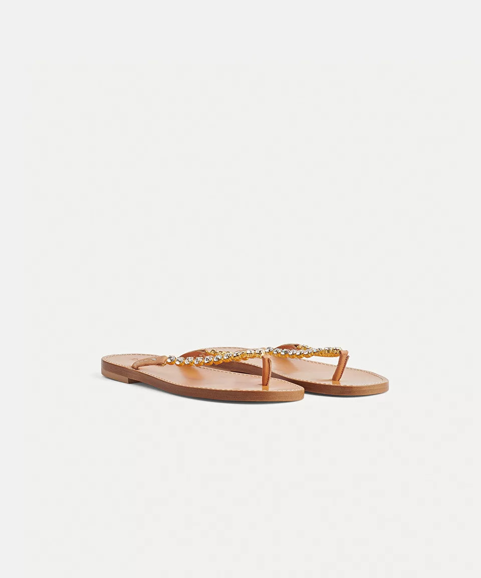 Forte Forte Leather Thong Sandals with Crystals