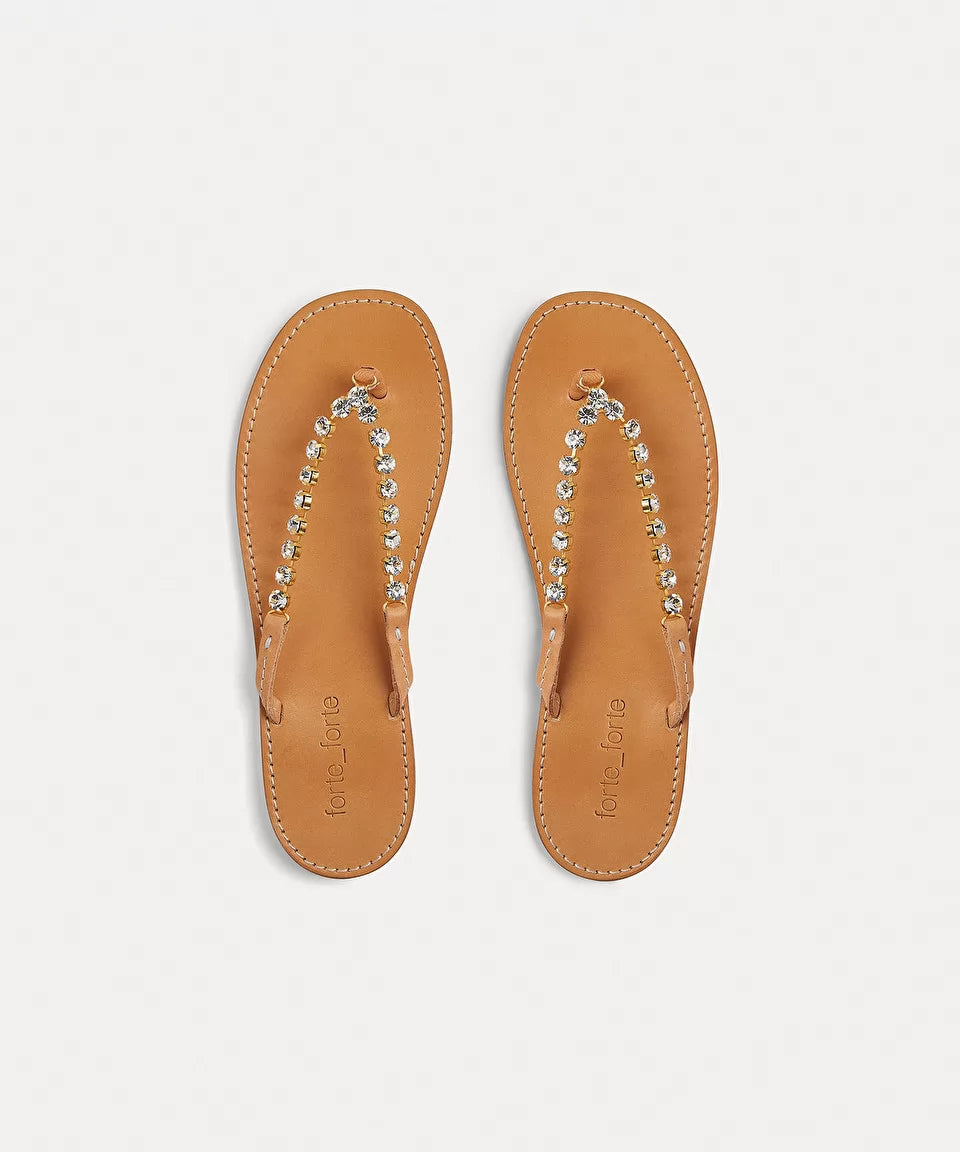 Forte Forte Leather Thong Sandals with Crystals