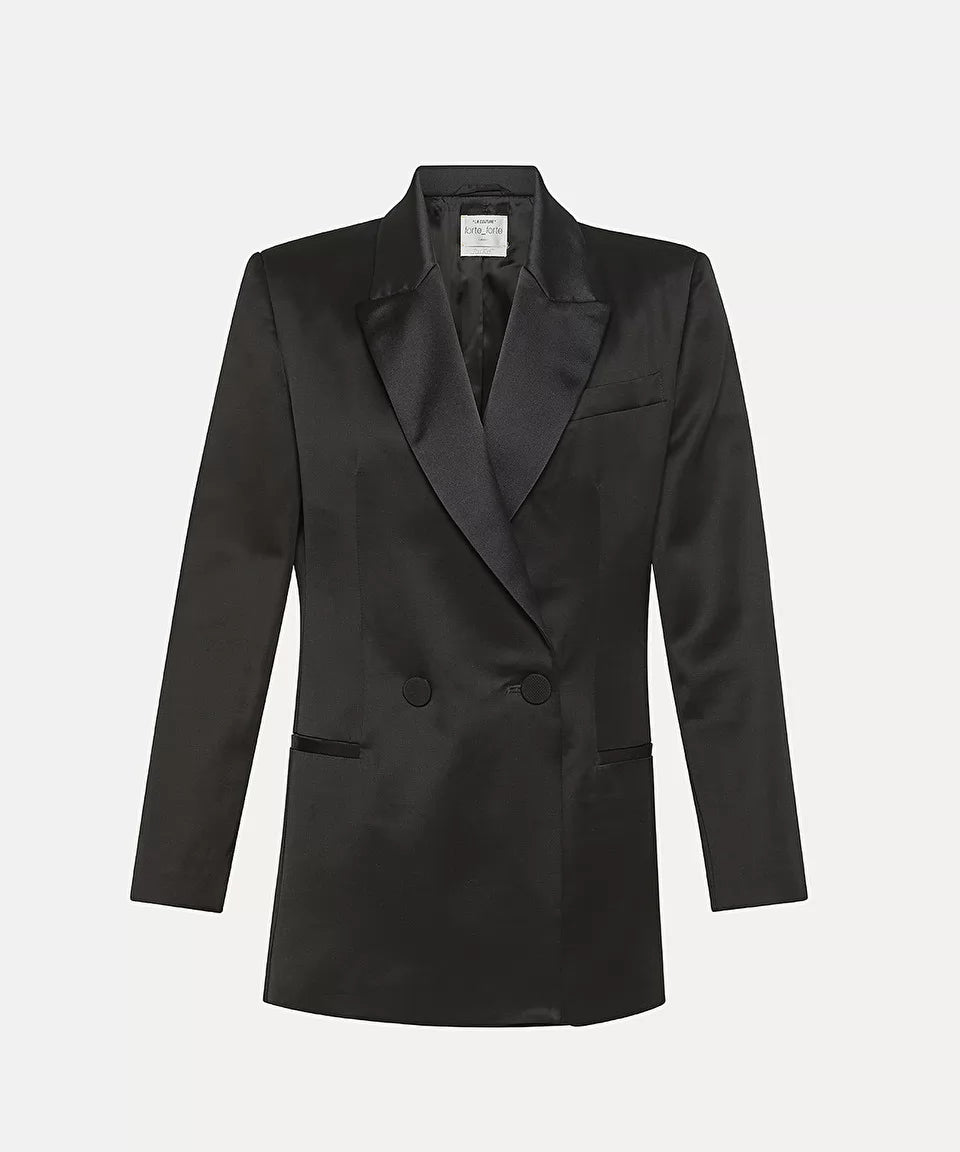 Forte Forte Viscose Wool Faille Tuxedo Jacket Satin Lapels