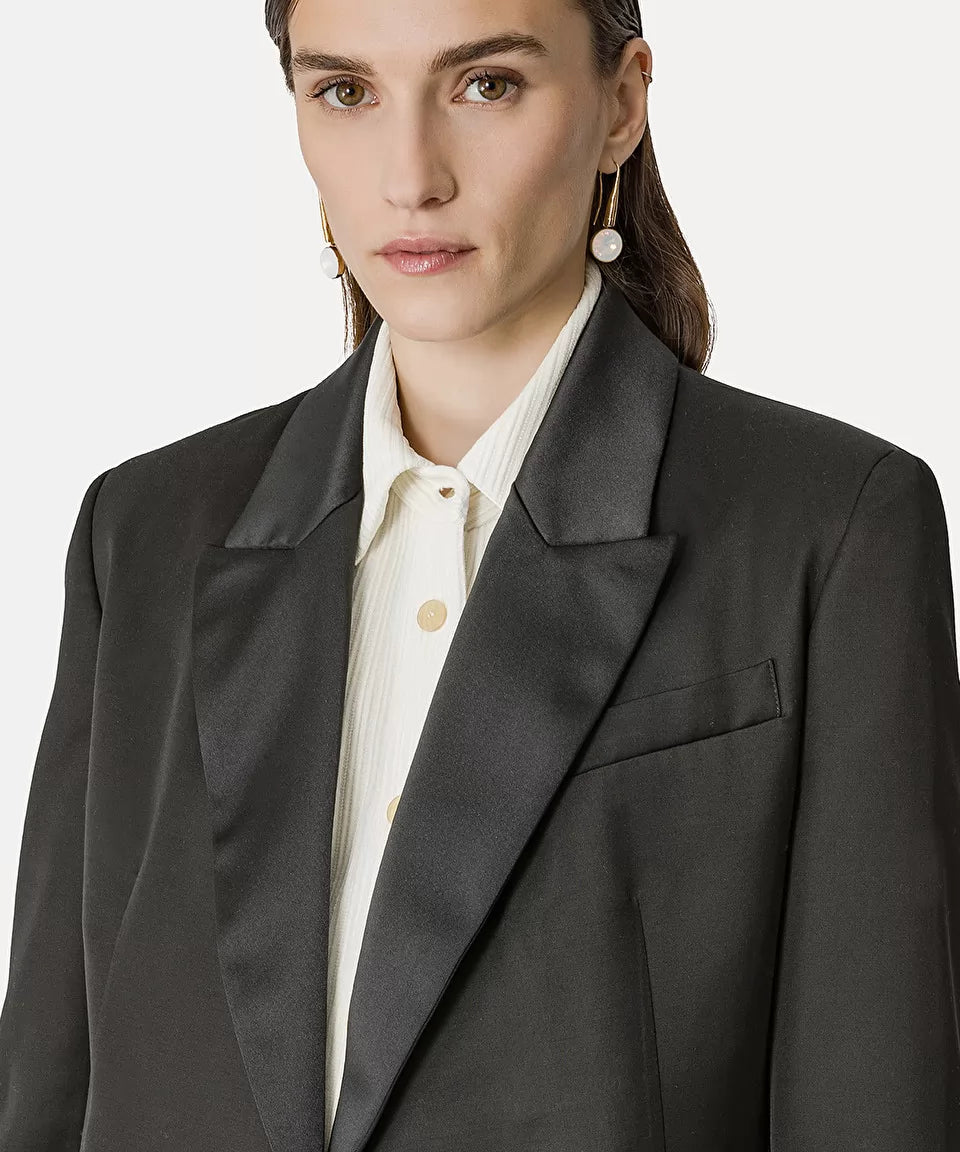 Forte Forte Viscose Wool Faille Tuxedo Jacket Satin Lapels