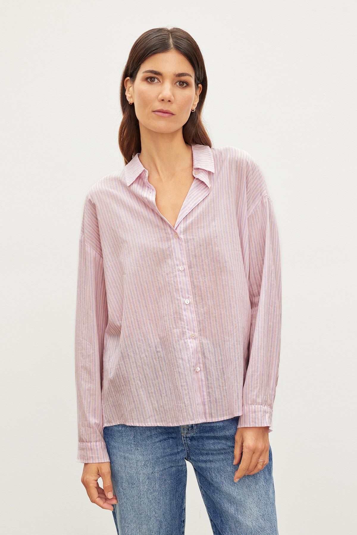 Velvet Ashlyn Printed Striped Button-Up Shirt