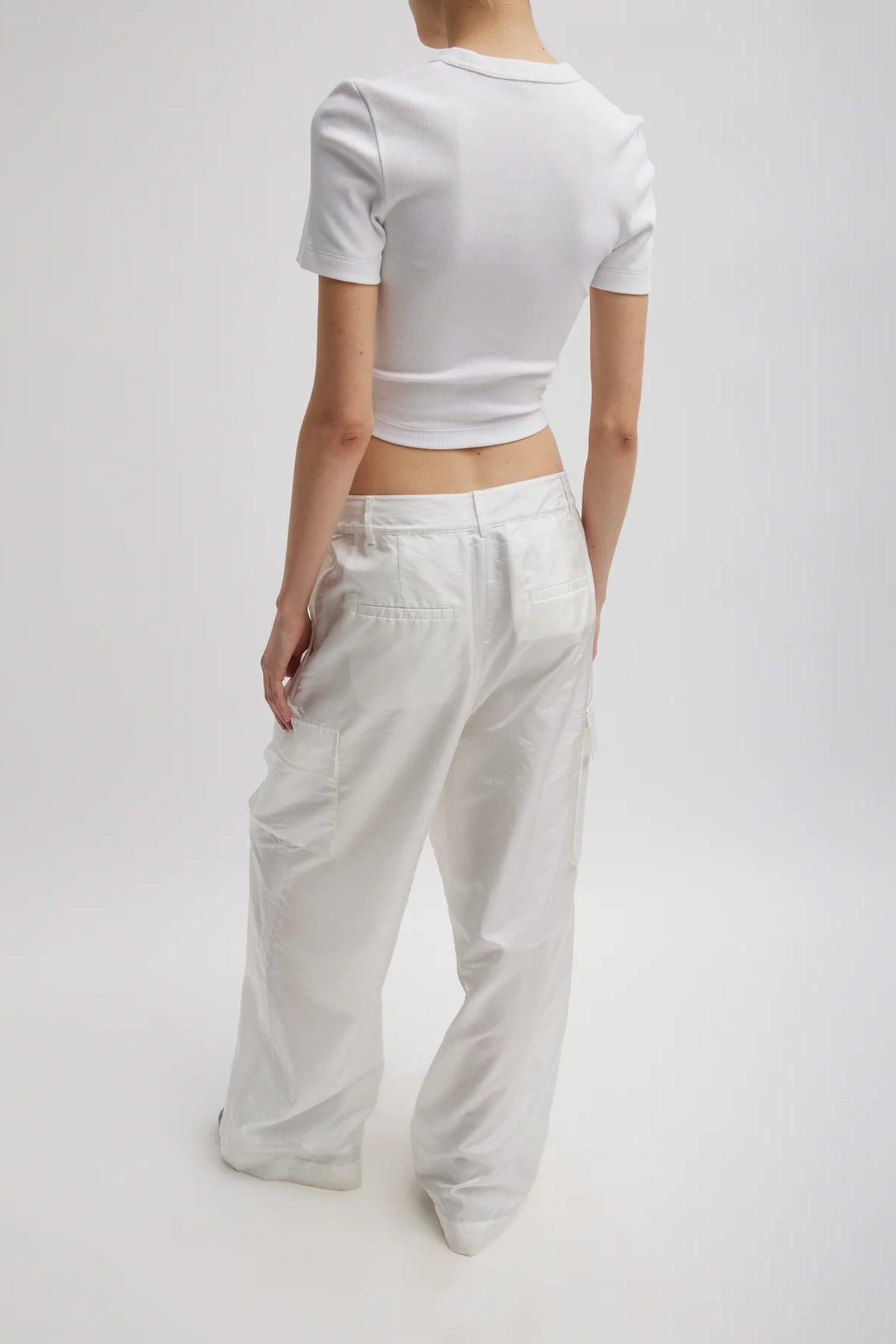 Tibi Crispy Nylon Stella Pleated Cargo Pant