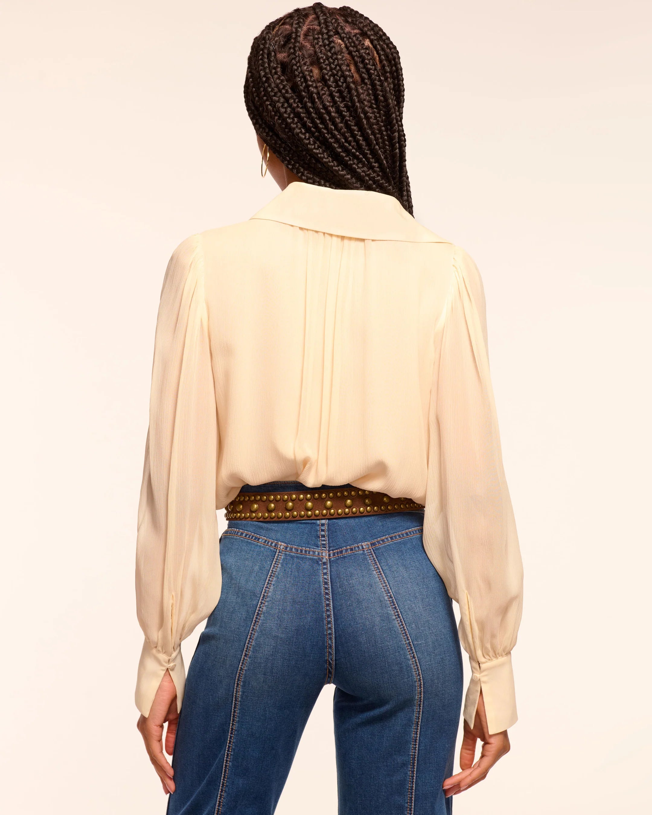 Ramy Brook Claire Silk Chiffon Ruffle Button Down Blouse