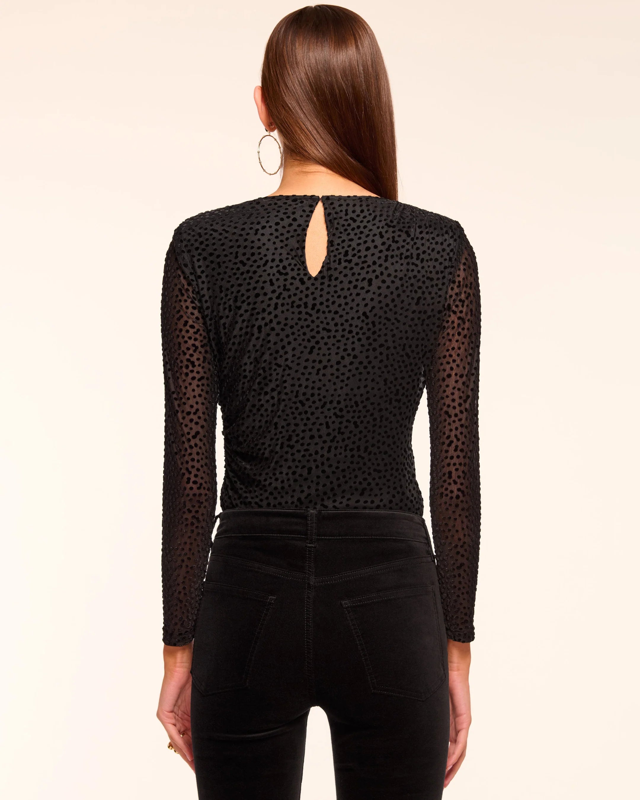 Ramy Brook Larry Velvet Burnout Long Sleeve  Top