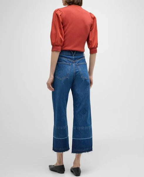 Veronica Beard Taylor Cropped High Rise Wide Jeans