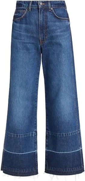 Veronica Beard Taylor Cropped High Rise Wide Jeans