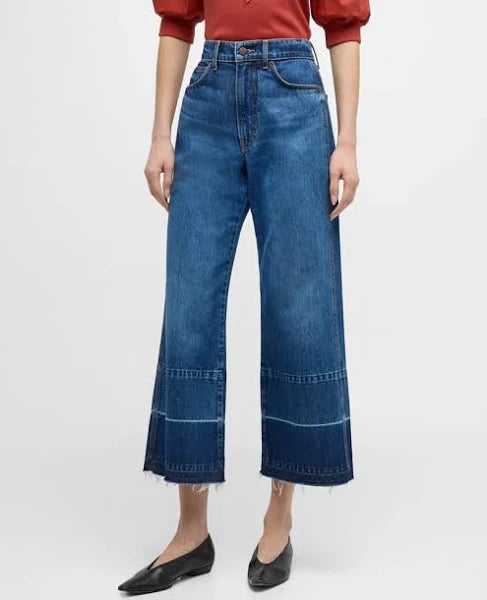 Veronica Beard Taylor Cropped High Rise Wide Jeans