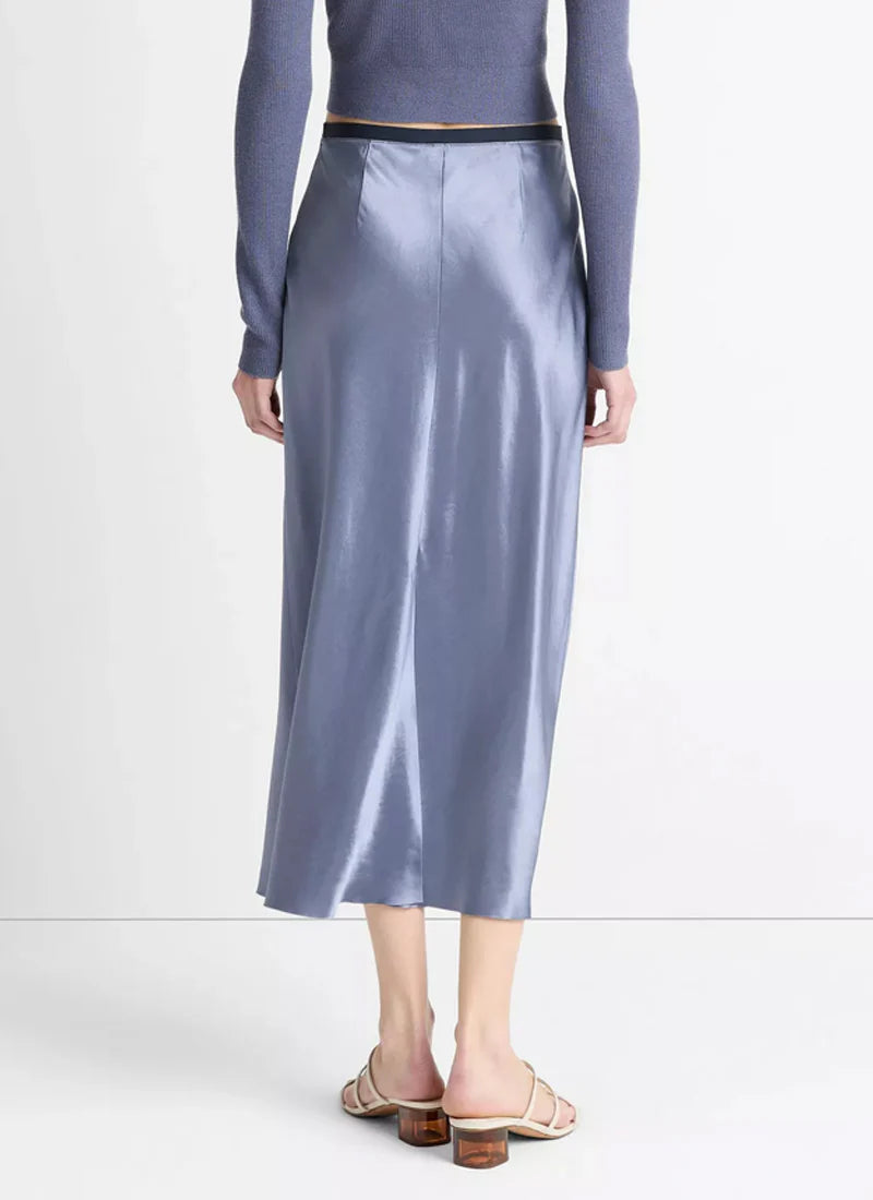 Vince Contrast Waistband Satin Skirt
