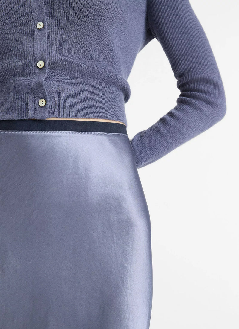 Vince Contrast Waistband Satin Skirt