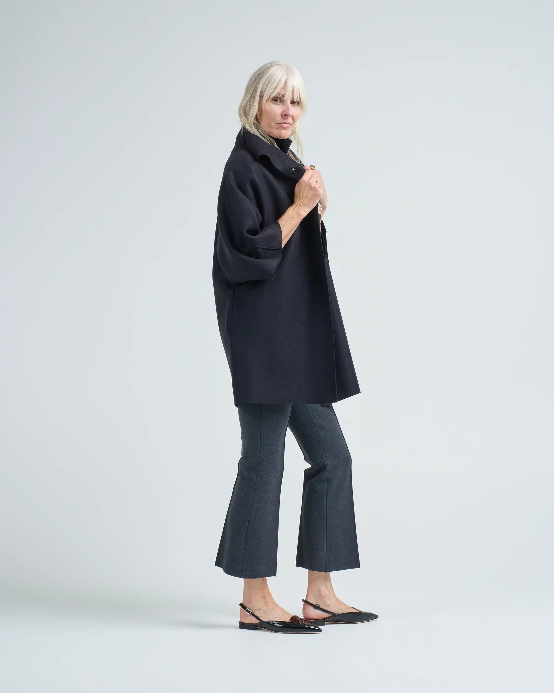 Harris Wharf Kimono Mantle Pressed Wool