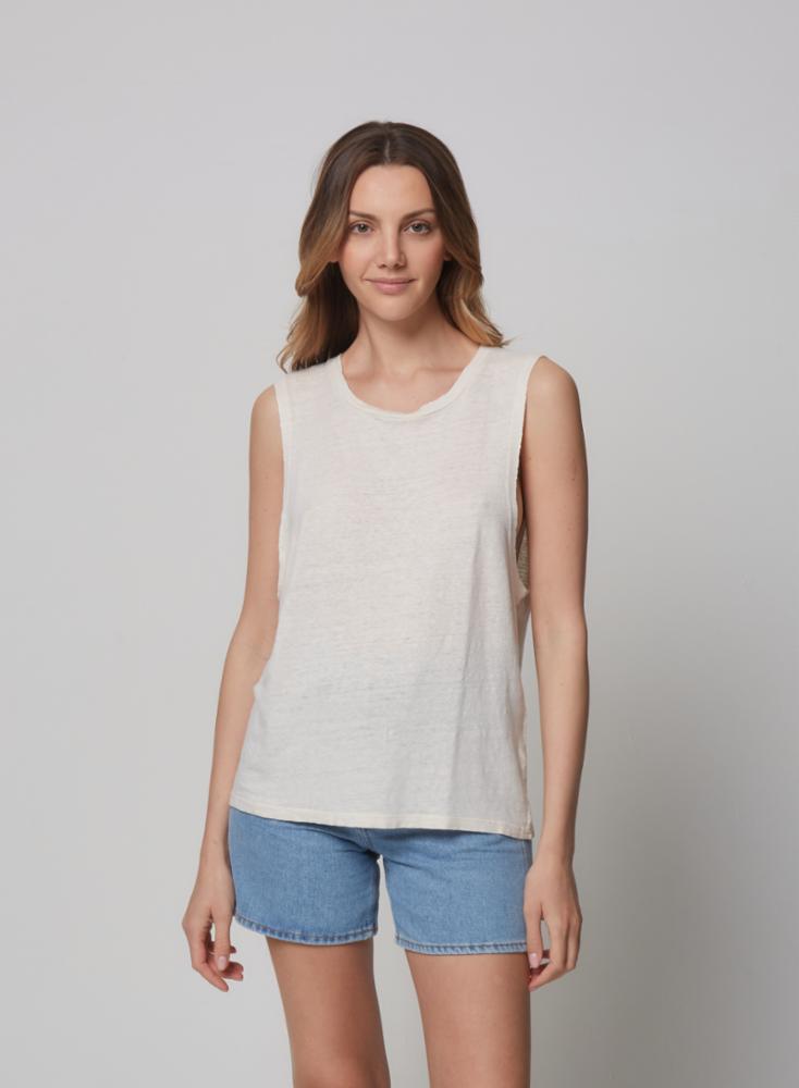 Majestic Filatures Linen Stretch Hand Dye Sleeveless Crewneck