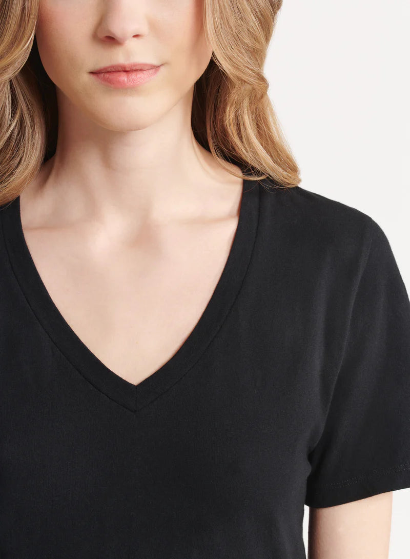 Majestic Filatures T-shirt col V semi-décontracté 'Silk Touch' en coton